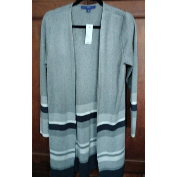 Apt 9 New Open Front Long Cardigan Medium  Gray / Blue Sweater Womens  New - Picture 2 of 10